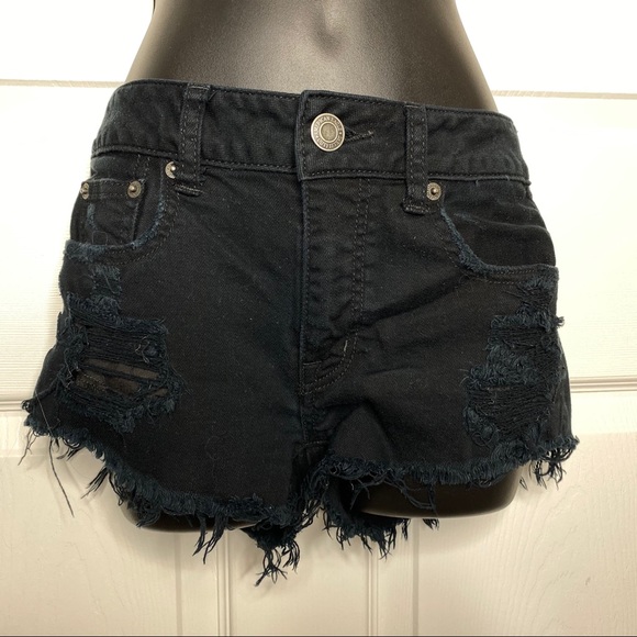 American Eagle Outfitters Pants - American Eagle black distressed denim shorts
